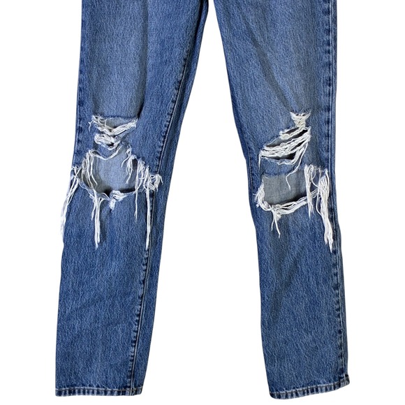Rollas Classic Straight High Rise Distressed Jeans Organic Cotton Size 8 - Picture 4 of 7